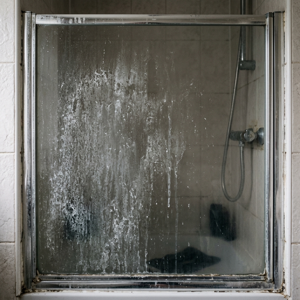 Shower screen before cleaning