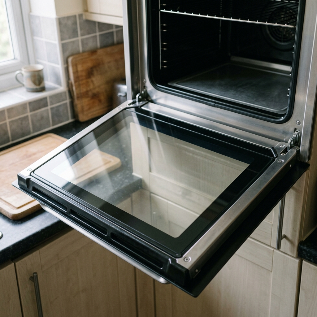 Oven door after cleaning