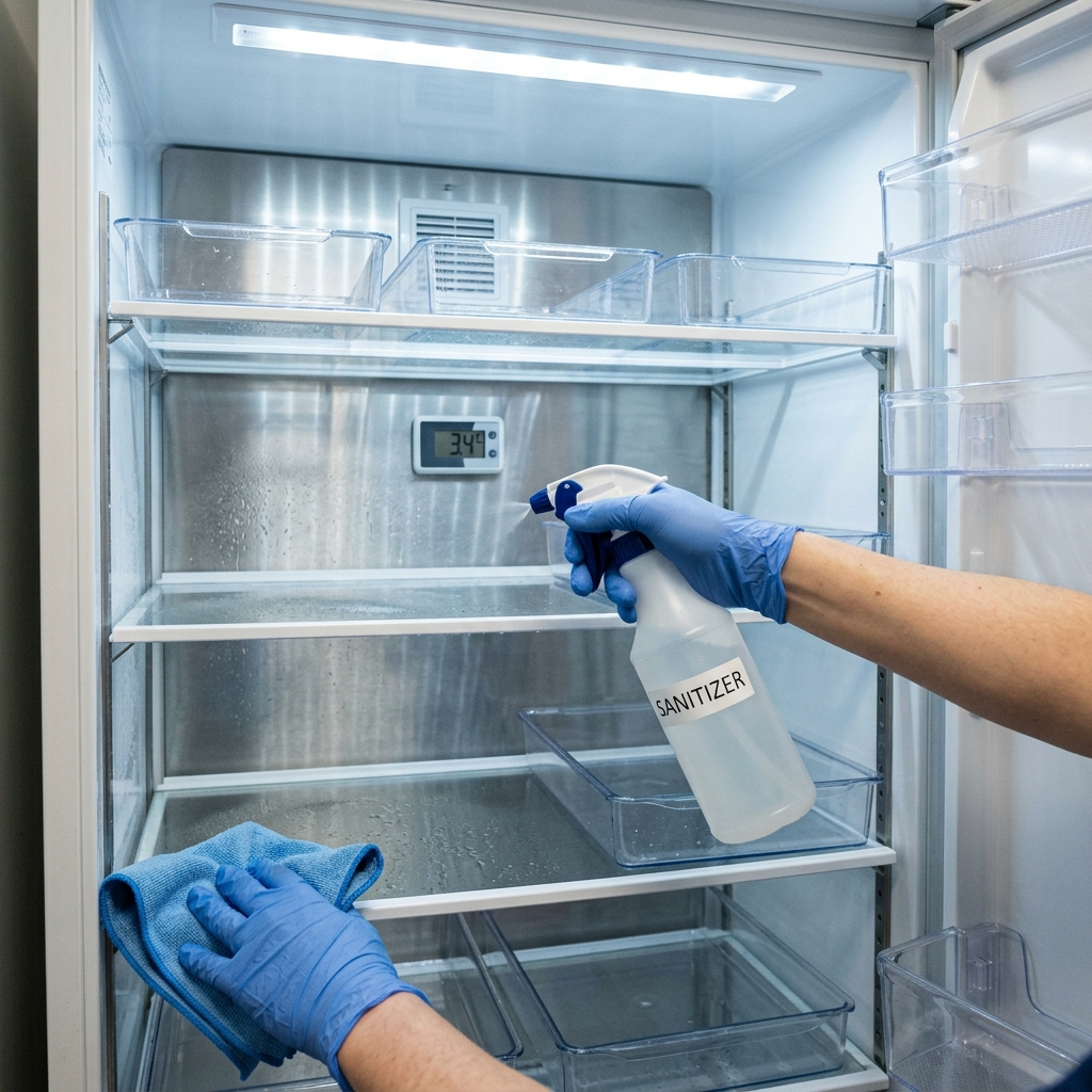 Post-illness fridge sanitation immunocompromised Care N Tidy