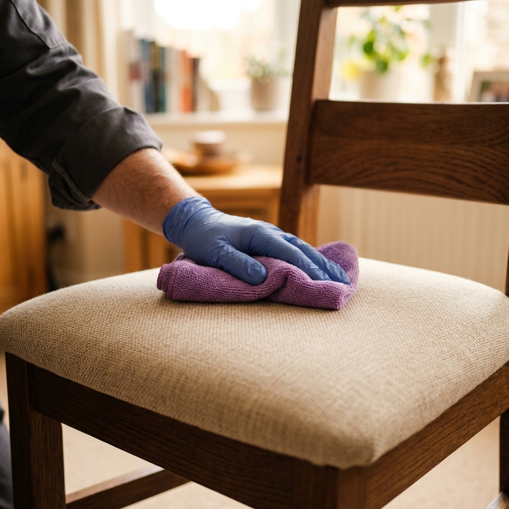 Stain removal on a fabric dining chair