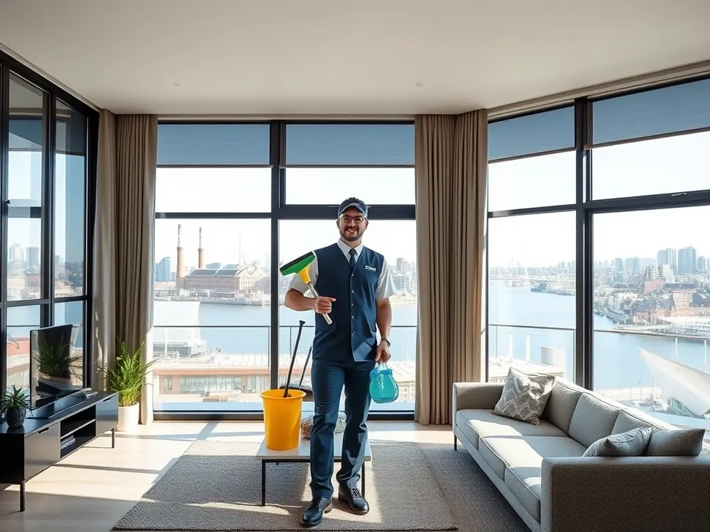 Professional vetted cleaner in a new-build apartment in Battersea, London