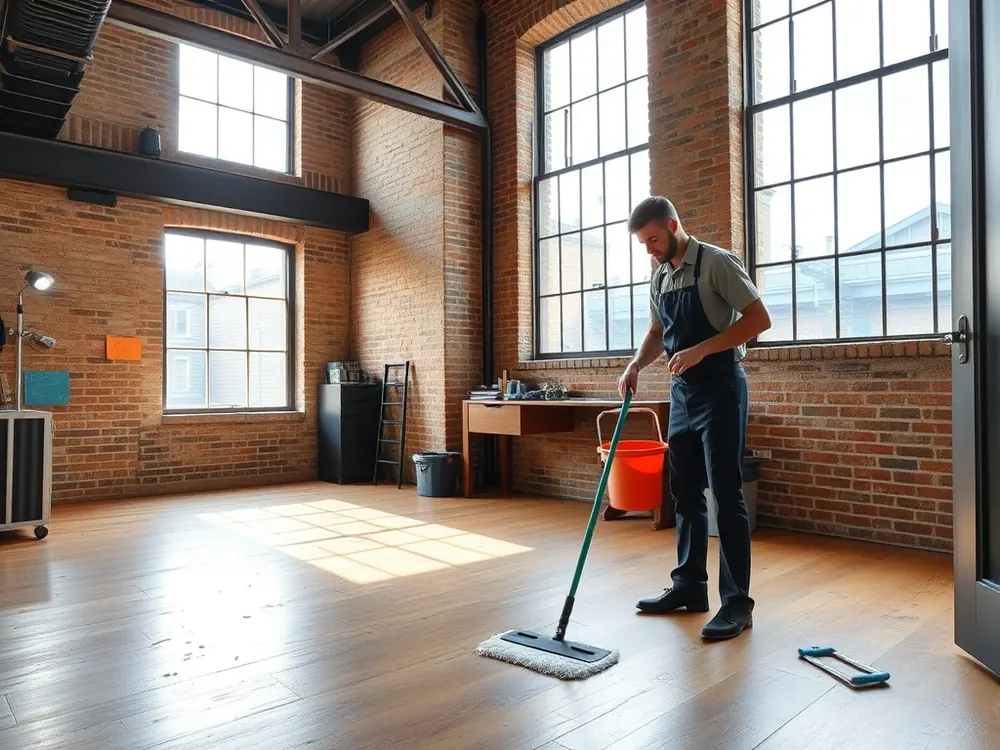 Professional vetted cleaner in a warehouse loft apartment in Camden Town, London