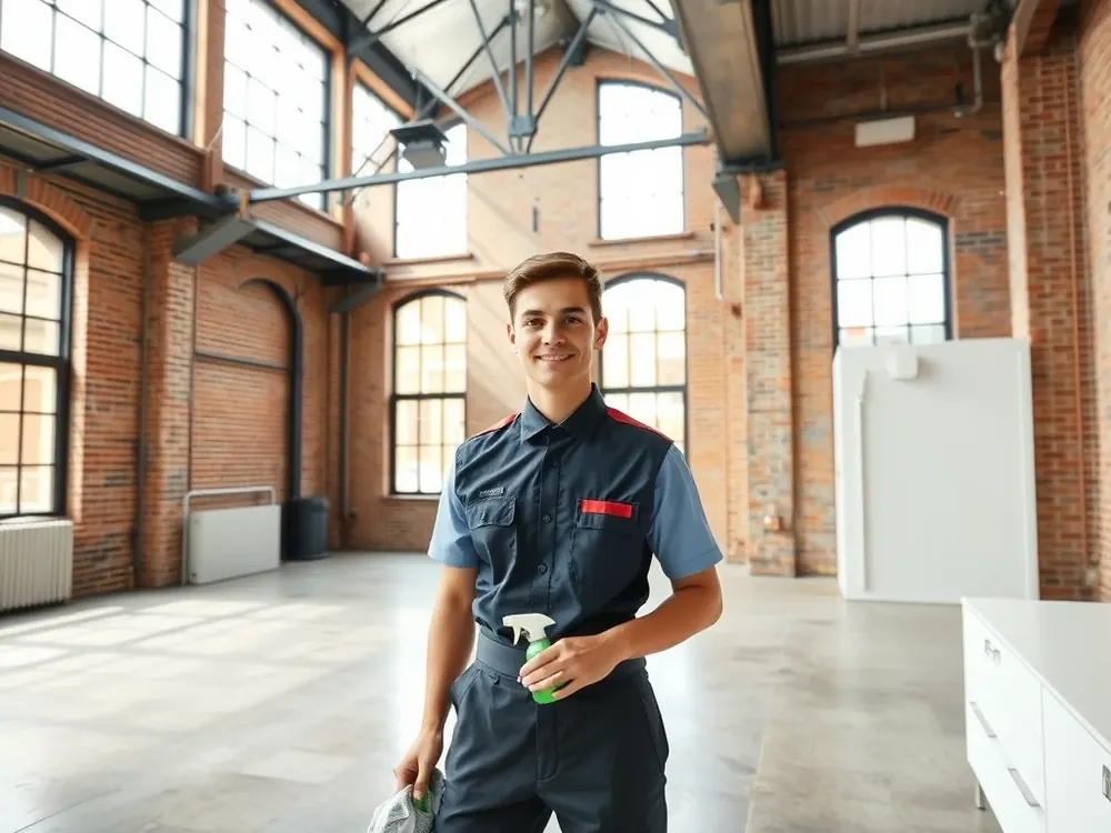 Professional vetted cleaner in a warehouse loft apartment in Clerkenwell, London
