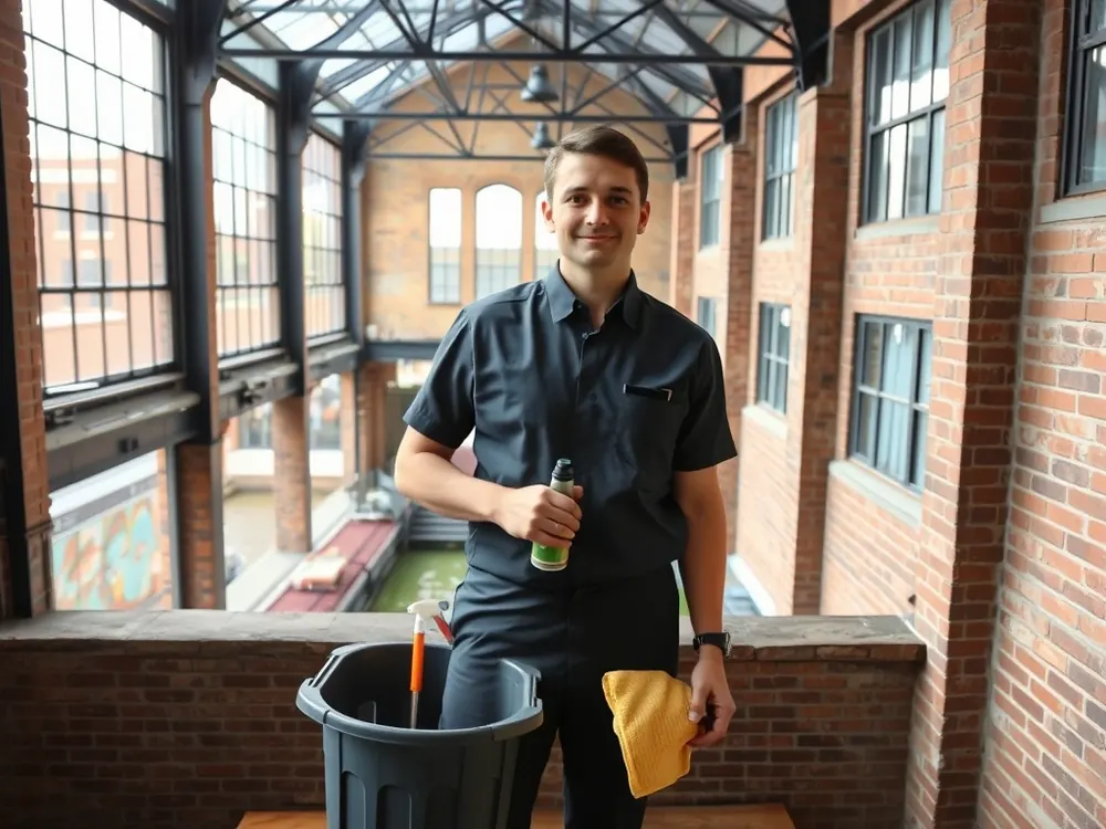 Professional vetted cleaner in a warehouse loft in Hackney Wick, London