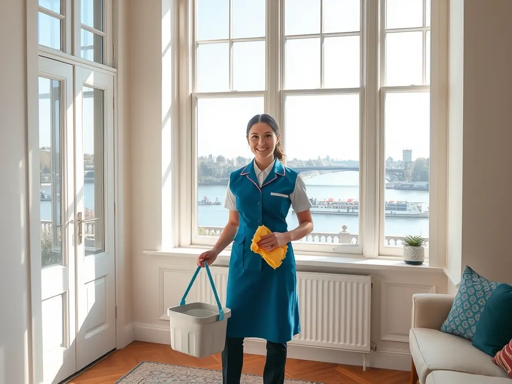 Professional vetted cleaner in a riverside mansion flat in Putney, London