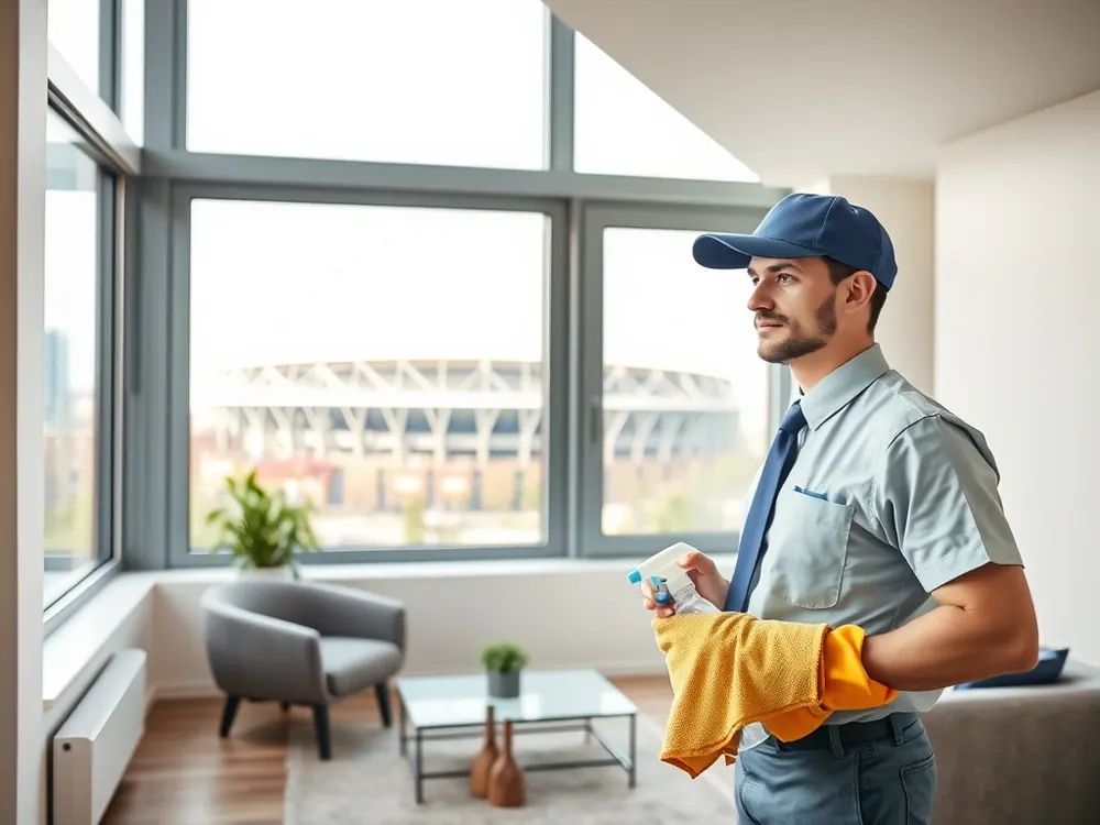 Professional vetted cleaner in a new-build apartment in Wembley, London